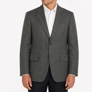 MW‎ Mens 40S Charcoal Grey Pinstripe 100% Pure Wool 2-Button Blazer Suit Jacket